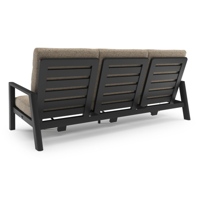 Salon de jardin Cirello en aluminium noir et coussins en all weather cosytica bora jungle