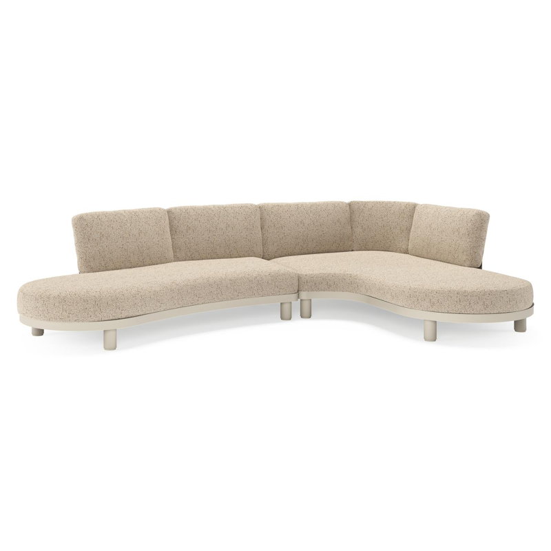 Donato loungehoek in beige aluminium met all weather cosytica Bora Jungle kussen