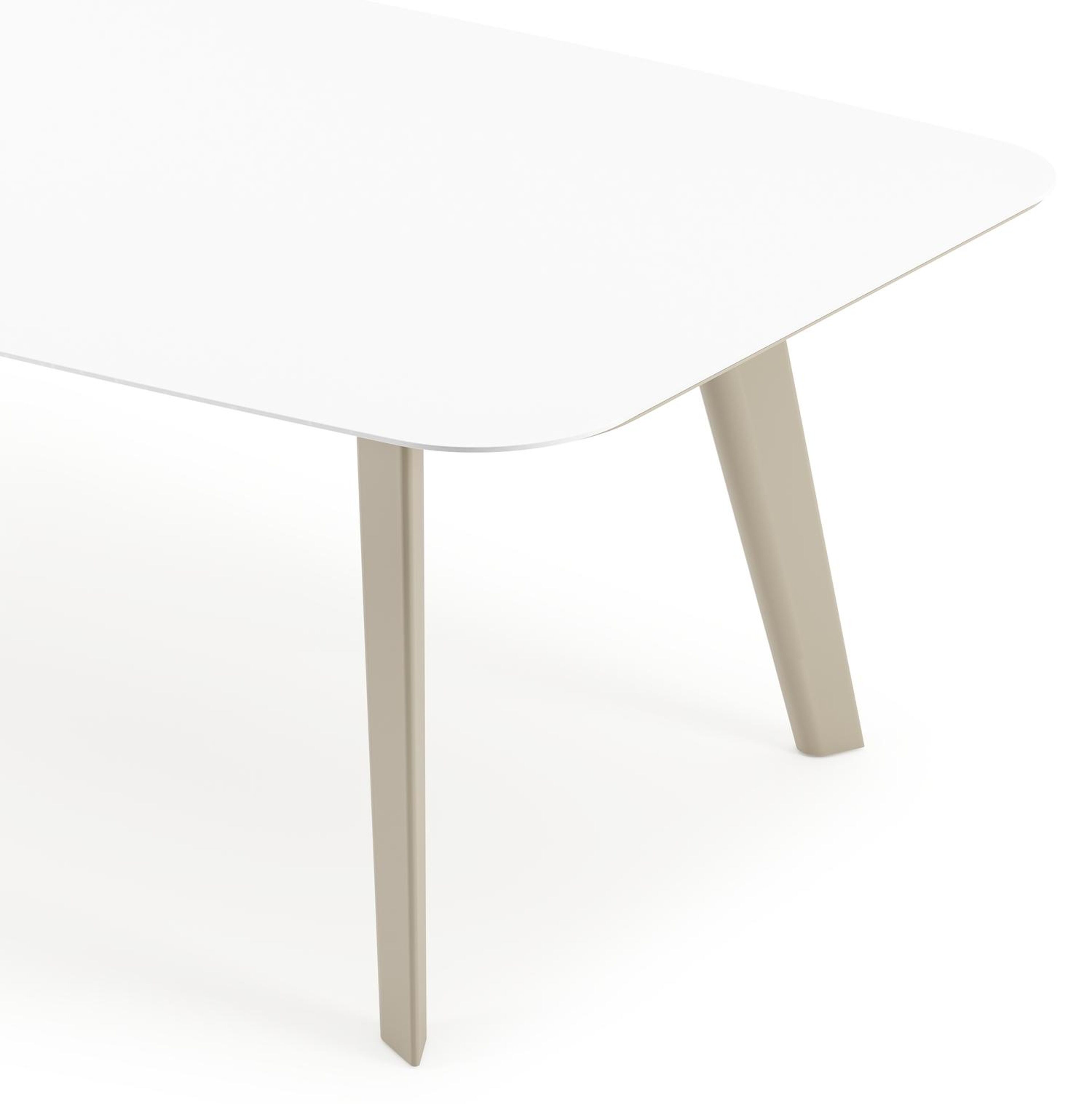 Lacrima tuintafel bootvorm in beige aluminium en volkeramiek Arctic White - L 255 x B 115 x H 75 cm