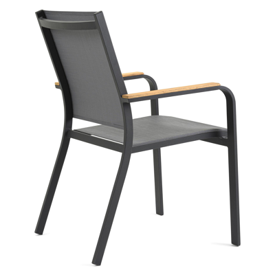 Feltro vierkante tuinset in zwart aluminium en teak natural finish met 4 Amalfi tuinstoelen