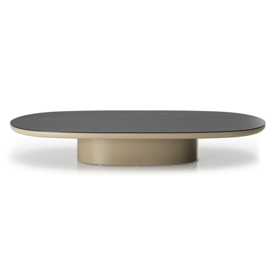 Amico loungetafel bombo in beige aluminium en volkeramiek Basalt Black - L 171 x B 89 x H 24 cm