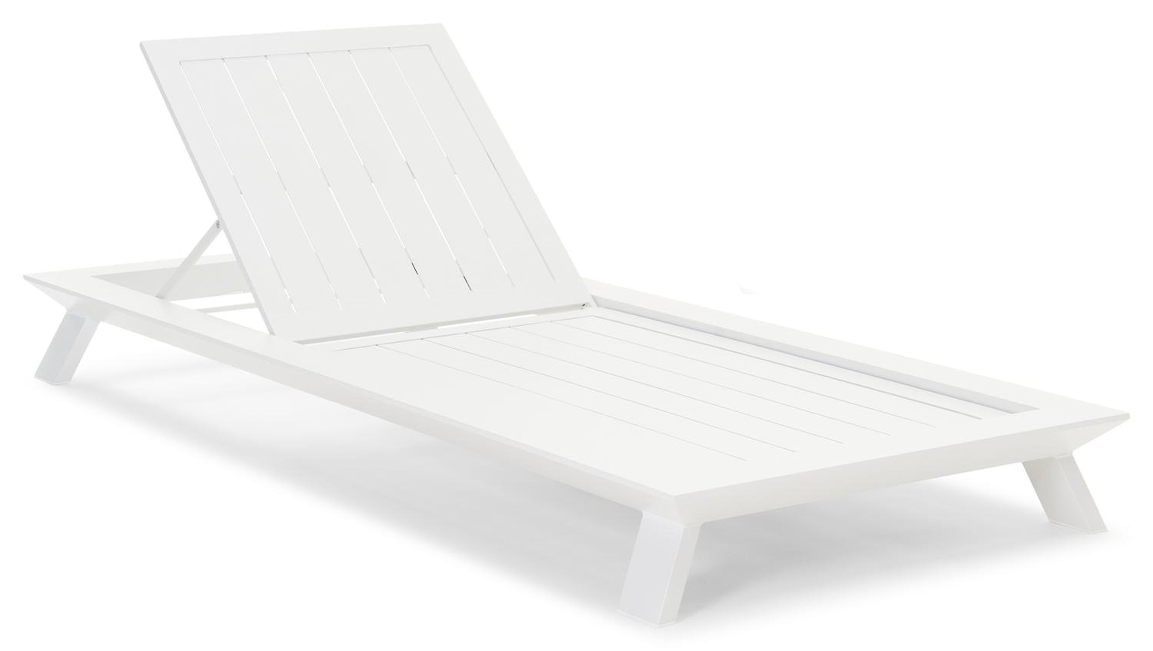 Chaise longue réglable Cesano en aluminium blanc avec All Weather Sunbrella® luxe savane tornado coussin