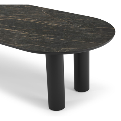 Table de jardin Organo oval en aluminium noir et céramique pleine black obsession - Lg. 300 x Lrg. 110 x Haut. 74 cm