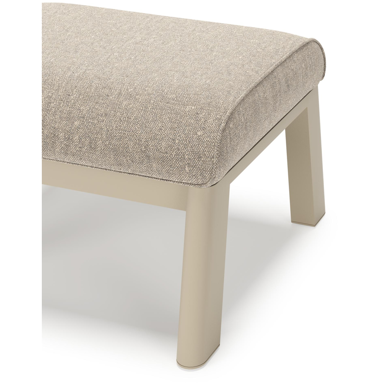 Cirello poef in beige aluminium met chartres pewter all weather sunbrella® luxe kussen