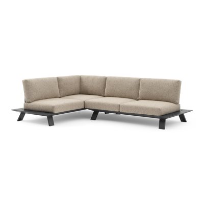 Cesano loungehoek in zwart aluminium met bora jungle all weather Cosytica kussen