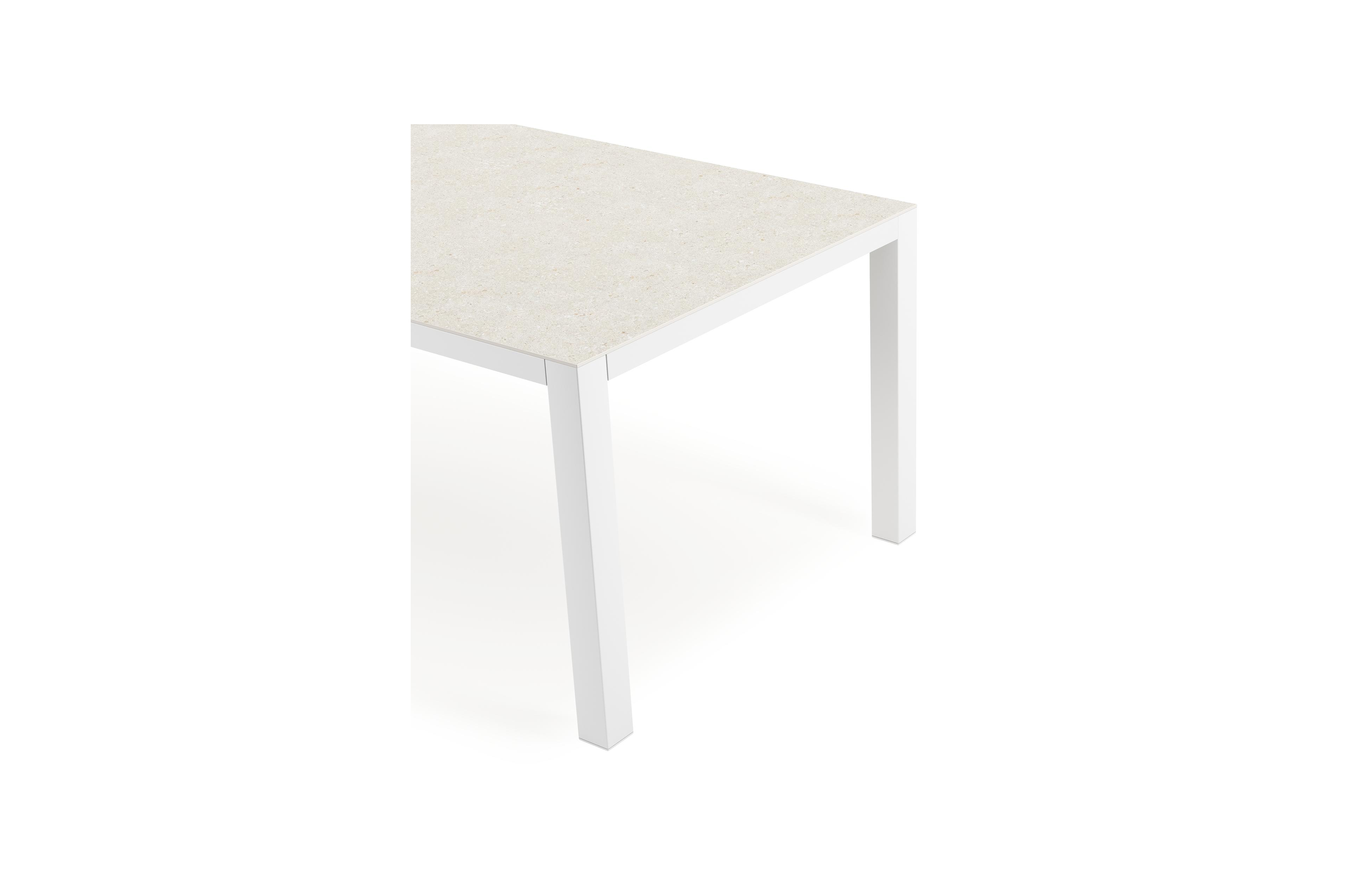 Como tuintafel in wit aluminium en volkeramiek shilin - L 200 x B 100 x H 75 cm