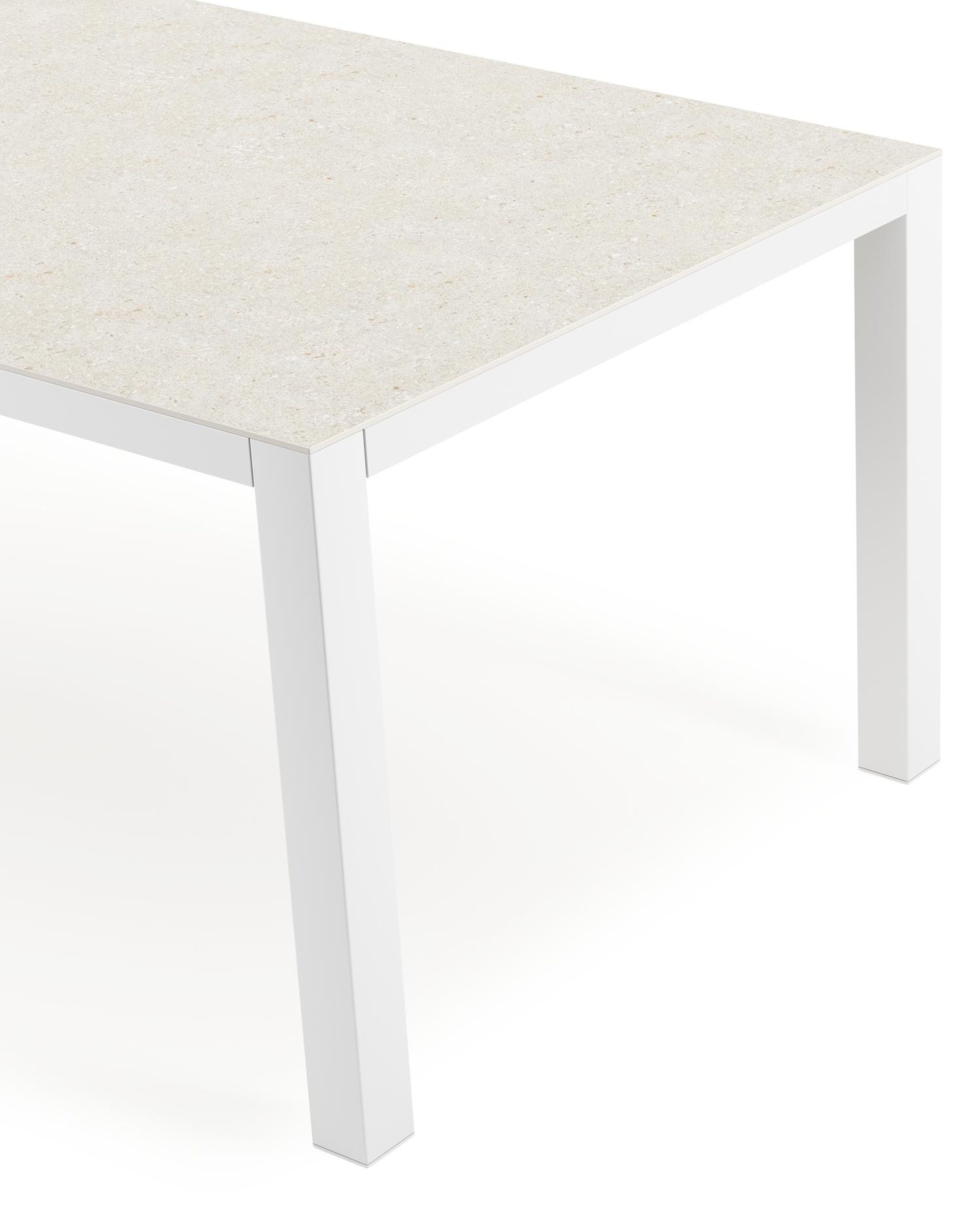 Table de jardin Como en aluminium blanc et céramique pleine shilin - Lg 200 x Larg. 100 x H 75 cm