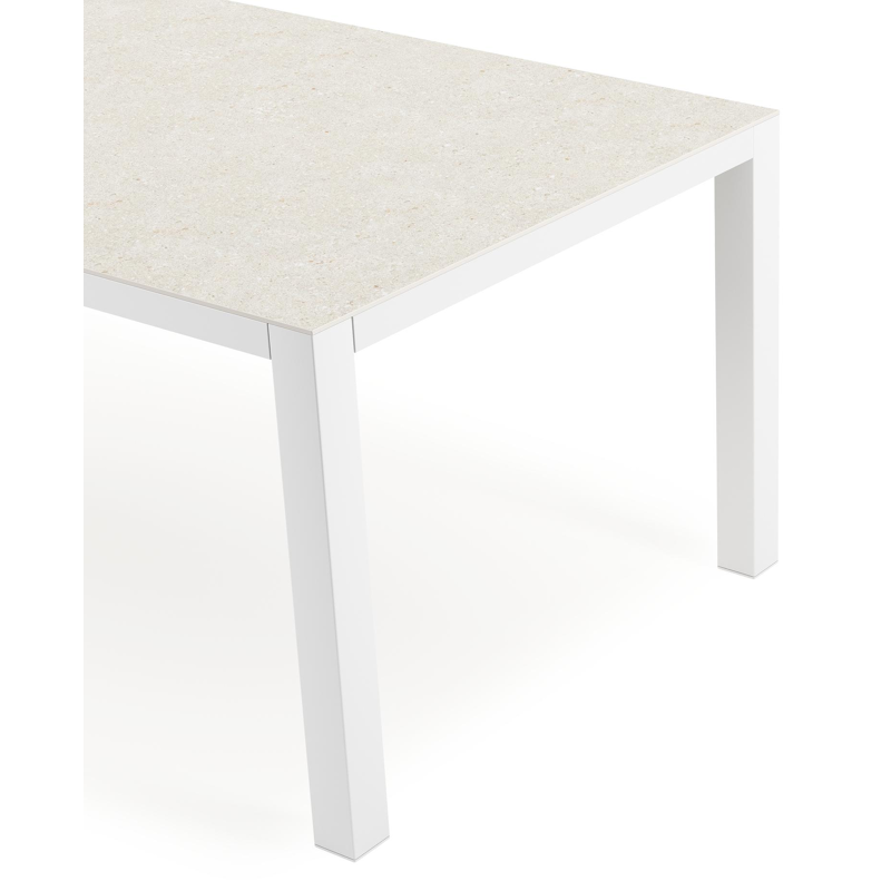 Como tuintafel in wit aluminium en volkeramiek shilin - L 200 x B 100 x H 75 cm