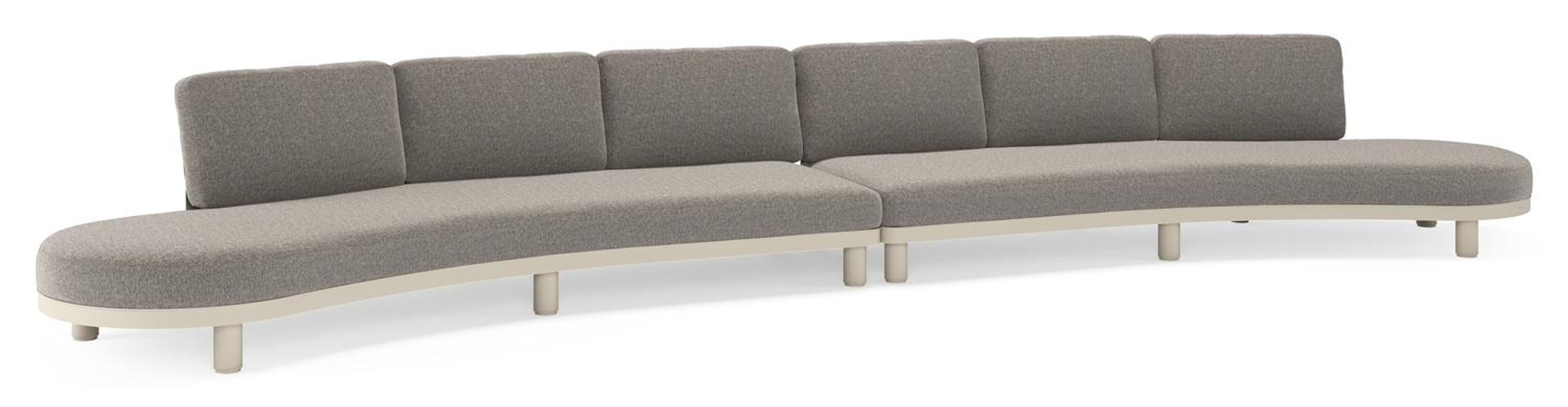 Canapé de jardin Donato en aluminium beige et coussins en all weather sunbrella® luxe Chartres Drizzle