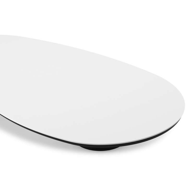 Amico loungetafel organisch in zwart aluminium en volkeramiek Arctic White - L 170 x B 91 x H 25 cm