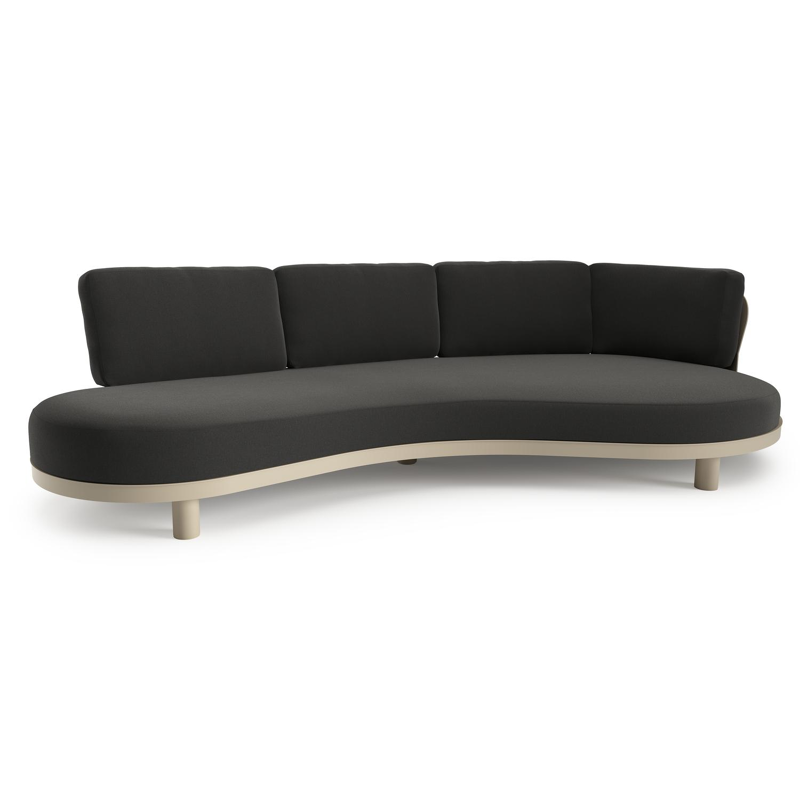 Donato loungebank in beige aluminium met natte sooty all weather sunbrella® luxe kussen