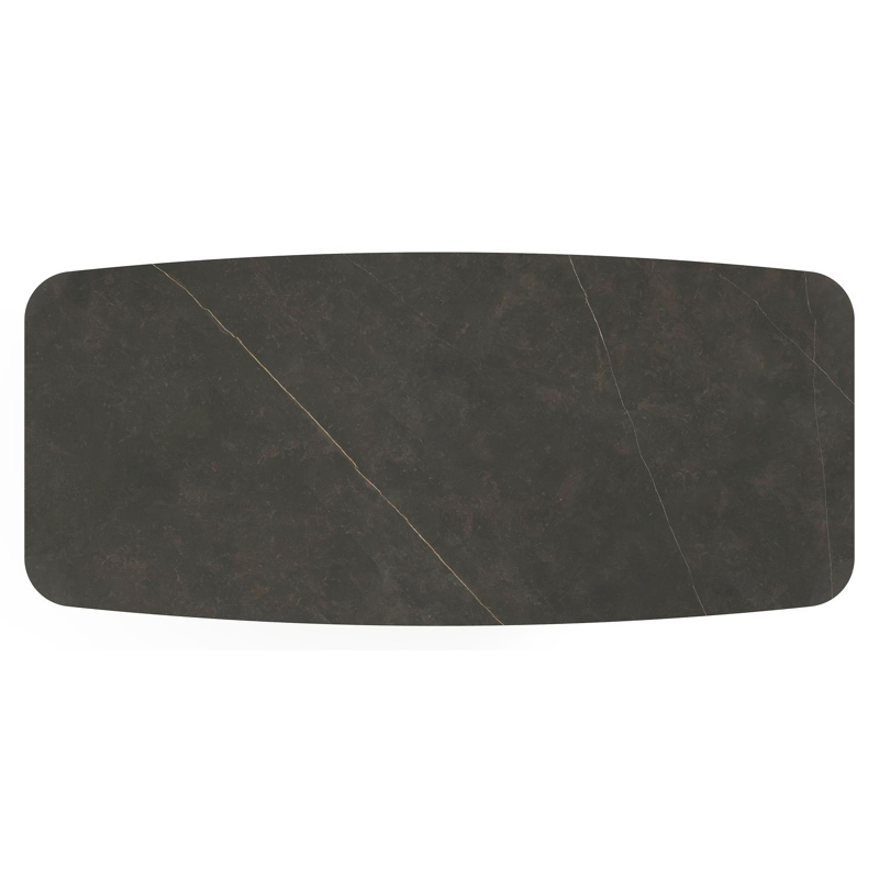 Lacrima tuintafel bootvorm in beige aluminium en volkeramiek Calatorao - L 255 x B 115 x H 74 cm