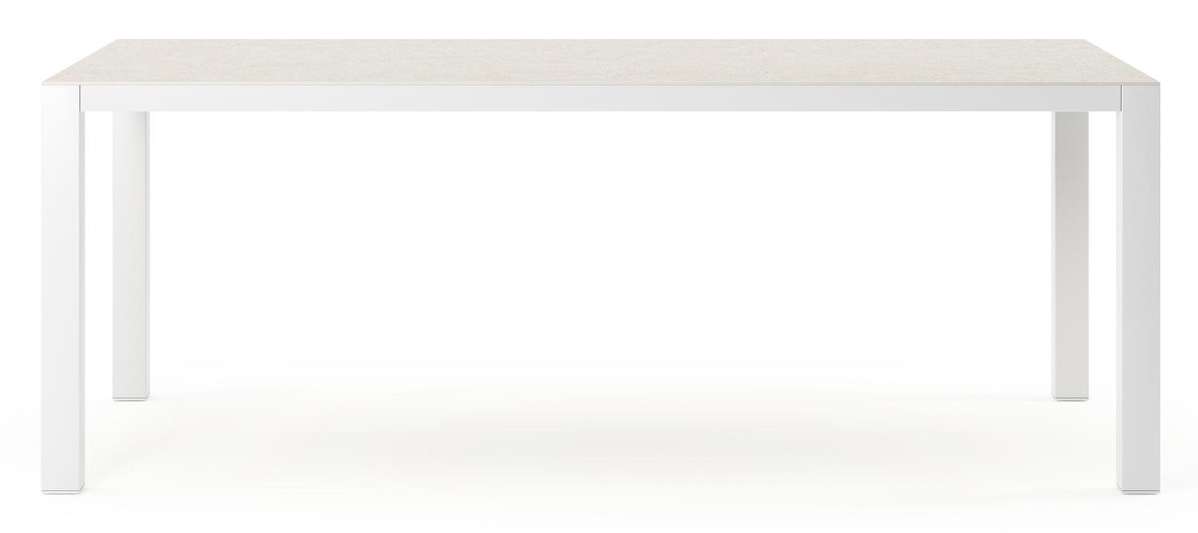 Table de jardin Como en aluminium blanc et céramique pleine shilin - Lg 200 x Larg. 100 x H 75 cm