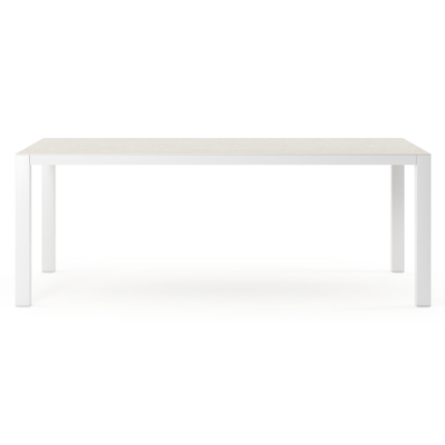 Como tuintafel in wit aluminium en volkeramiek shilin - L 200 x B 100 x H 75 cm
