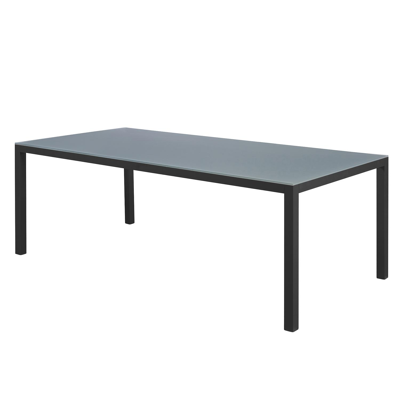 Taranto tuintafel in zwart aluminium met tafelblad in glas - L 200 x B 100 cm