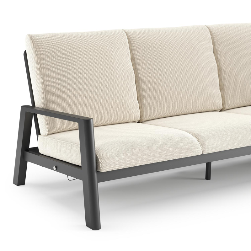 Cirello loungeset in zwart aluminium met althea off white all weather cosytica kussen