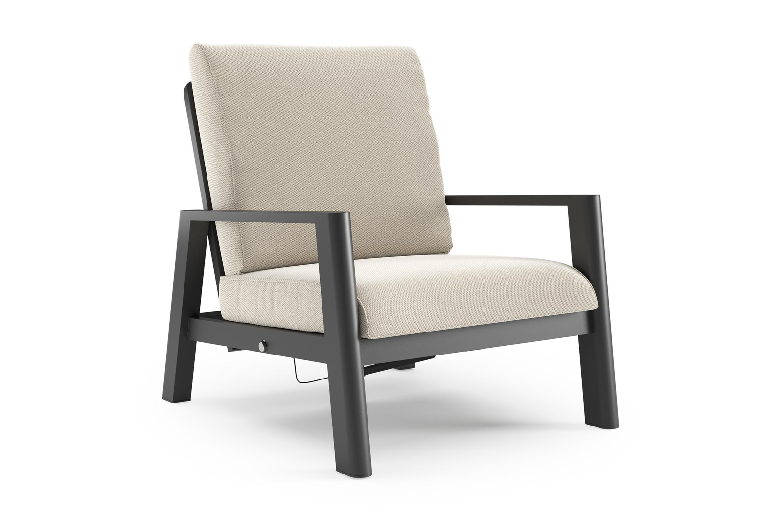 Cirello loungestoel in zwart aluminium met lopi marble all weather sunbrella® luxe kussen