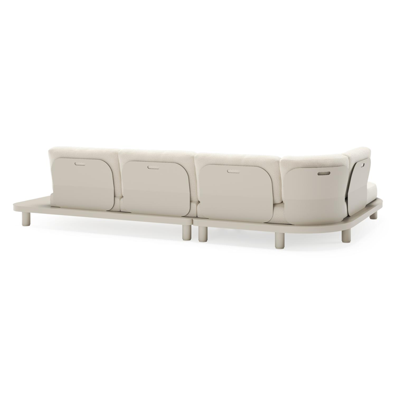 Donato loungehoek in beige aluminium met althea off white all weather cosytica kussen