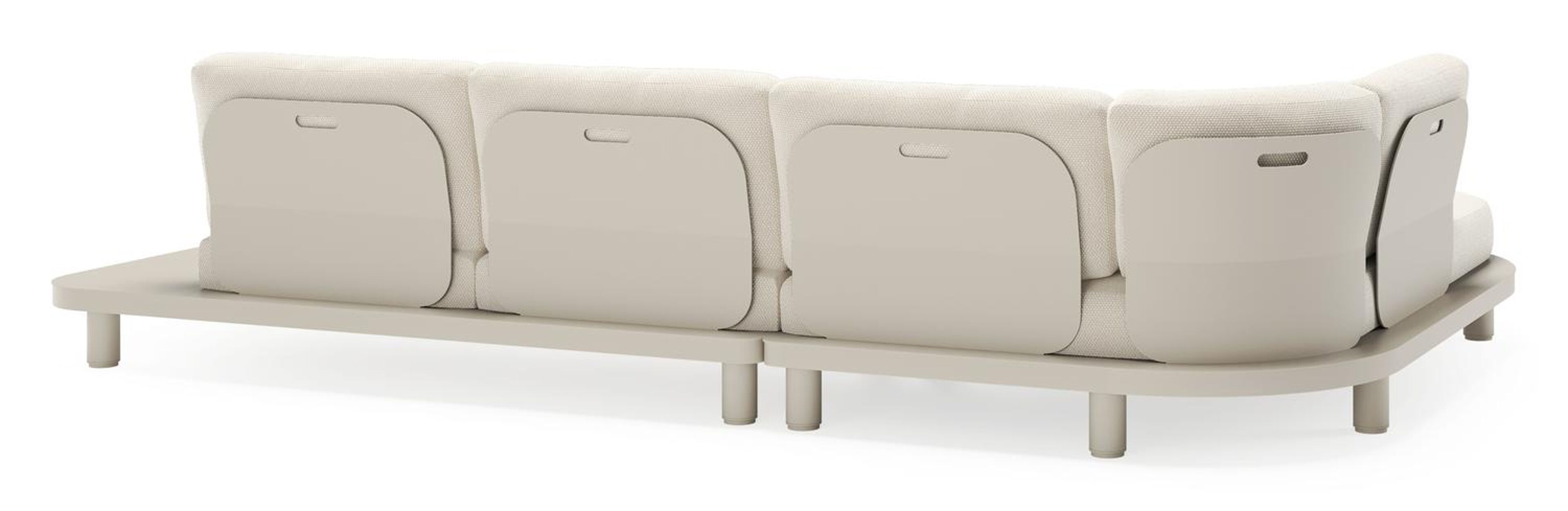 Donato loungehoek in beige aluminium met althea off white all weather cosytica kussen