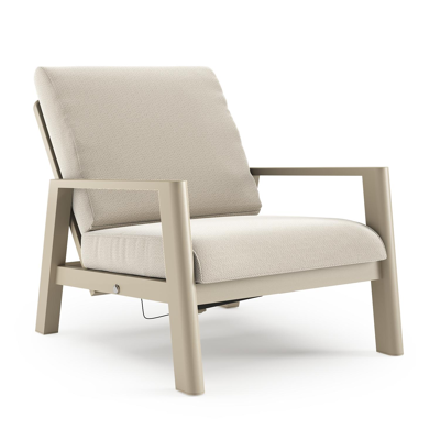 Cirello loungestoel in beige aluminium met lopi marble all weather sunbrella® luxe kussen