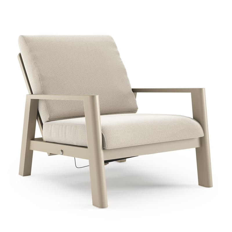 Cirello loungestoel in beige aluminium met lopi marble all weather sunbrella® luxe kussen