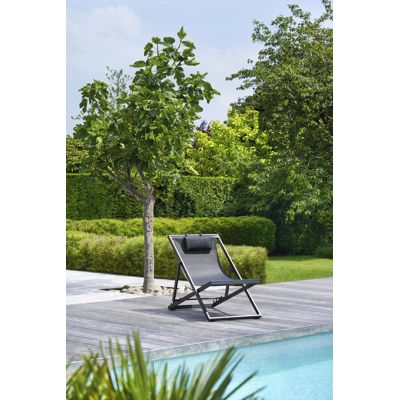 Cabana strandstoel in zwart aluminium met zwart textilene