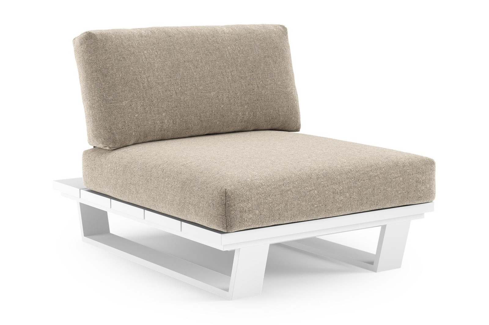 Pagino loungestoel in wit aluminium met chartres pewter all weather sunbrella® luxe kussen