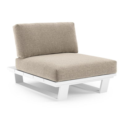 Pagino loungestoel in wit aluminium met chartres pewter all weather sunbrella® luxe kussen