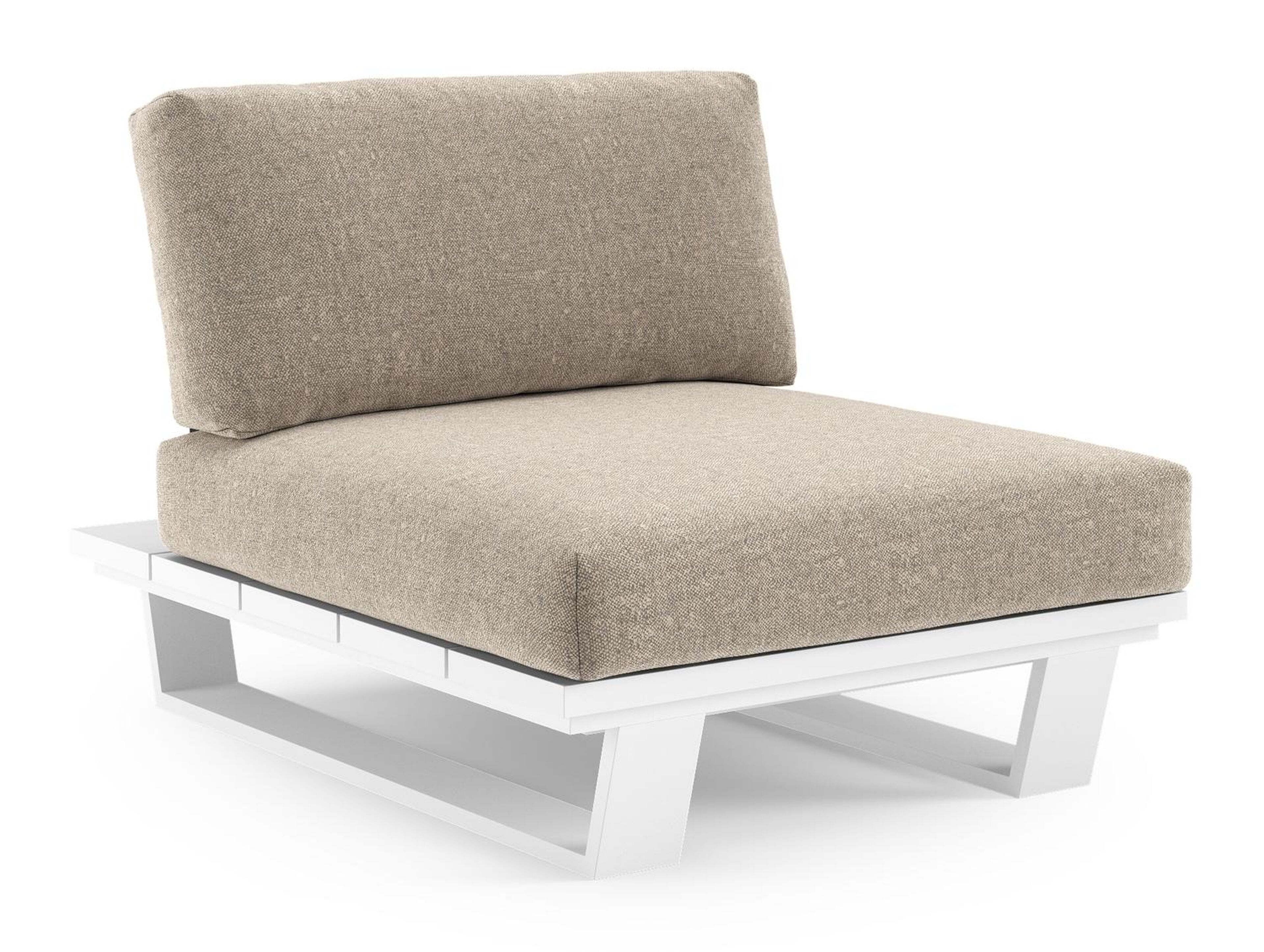 Pagino loungestoel in wit aluminium met chartres pewter all weather sunbrella® luxe kussen