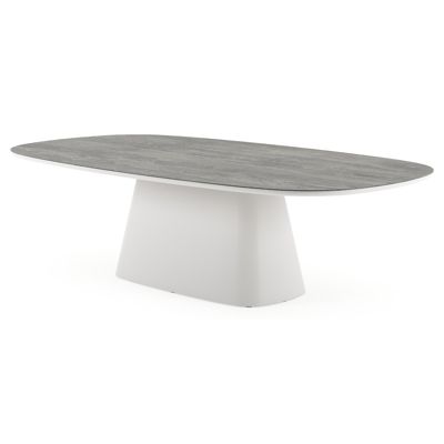 Amico tuintafel bombo xl in wit aluminium en volkeramiek Aspen Grey - L 270 x B 148 x H 73.5 cm