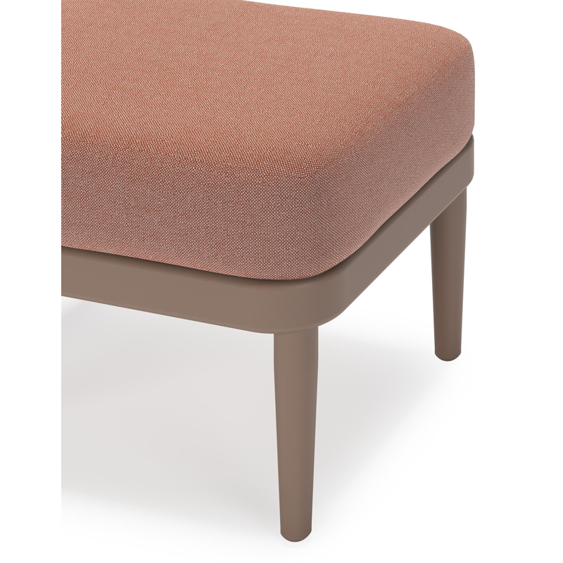 Orso poef in taupe aluminium met Savane Rust all weather sunbrella® luxe kussen