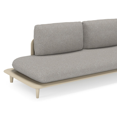 Salon de jardin d'angle Bomero en aluminium beige et coussins en all weather sunbrella® luxe tundra charcoal