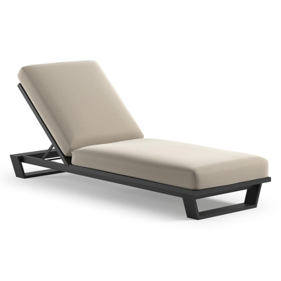 Pagino verstelbaar ligbed in zwart aluminium met lopi marble all weather Sunbrella® luxe kussen