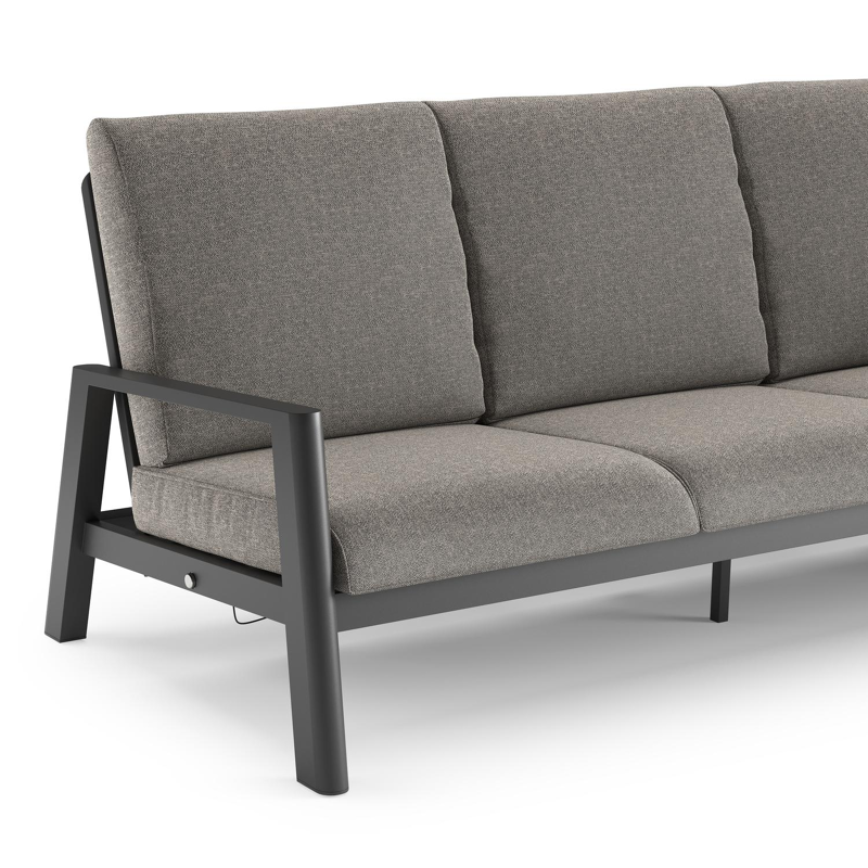 Cirello loungeset in zwart aluminium met chartres drizzle all weather sunbrella® luxe kussen