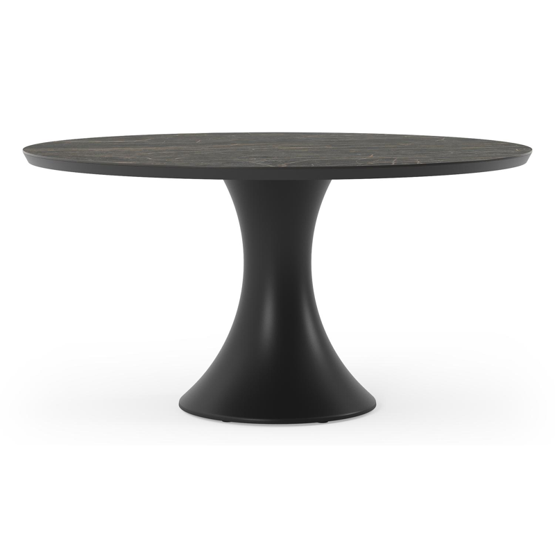 Table de jardin Fano en aluminium noir et céramique pleine black obsession - Dia. 148 x H 75 cm