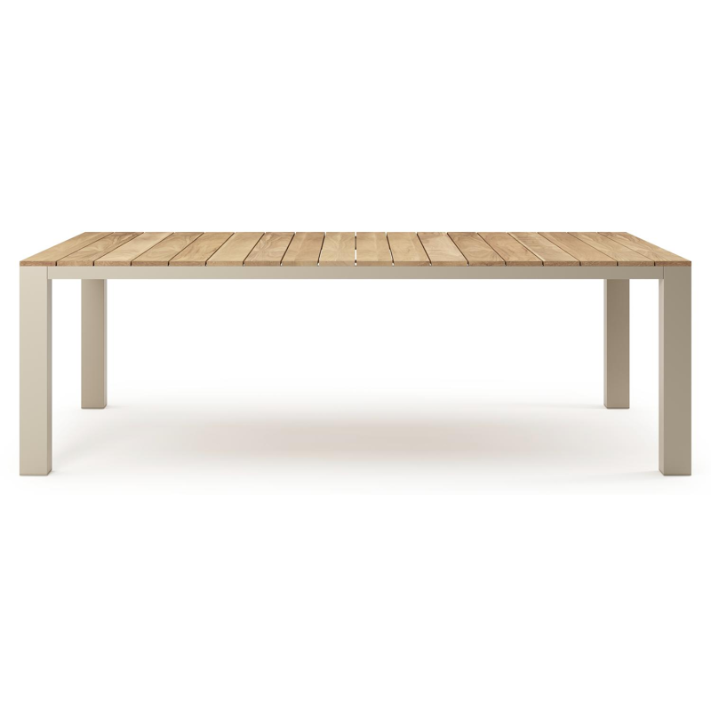Nano XL tuintafel rechthoekig in beige aluminium en teak L 240 x B 148 x H 75 cm