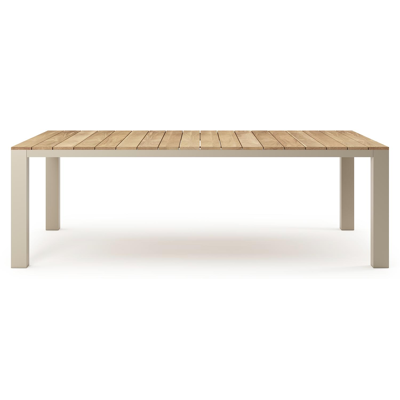 Nano XL tuintafel rechthoekig in beige aluminium en teak L 240 x B 148 x H 75 cm x H 75 cm