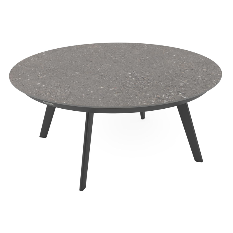 Rondo loungetafel in zwart aluminium en wulong volkeramiek - Dia. 85 x H 35 cm