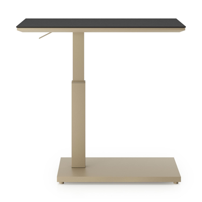 Cirello pop-up bijzettafel rechthoekig in beige aluminium en volkeramiek Nero Black - L 69.5 x B 50 x H 66 cm