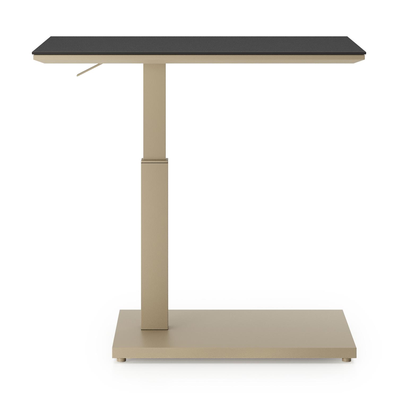 Cirello pop-up bijzettafel rechthoekig in beige aluminium en volkeramiek Nero Black - L 69.5 x B 50 x H 66 cm