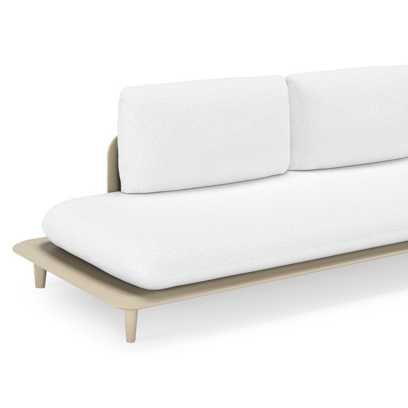 Salon de jardin d'angle Bomero en aluminium beige et coussins en all weather solica ego birch