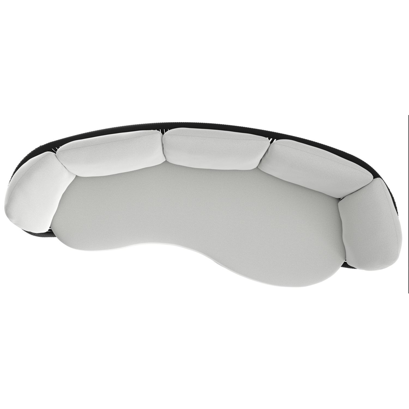 Canapé de jardin Lupino en aluminium noir et corde large plate de luxe tissée verticalement noir et coussins en all weather sunbrella® luxe natte grey chine