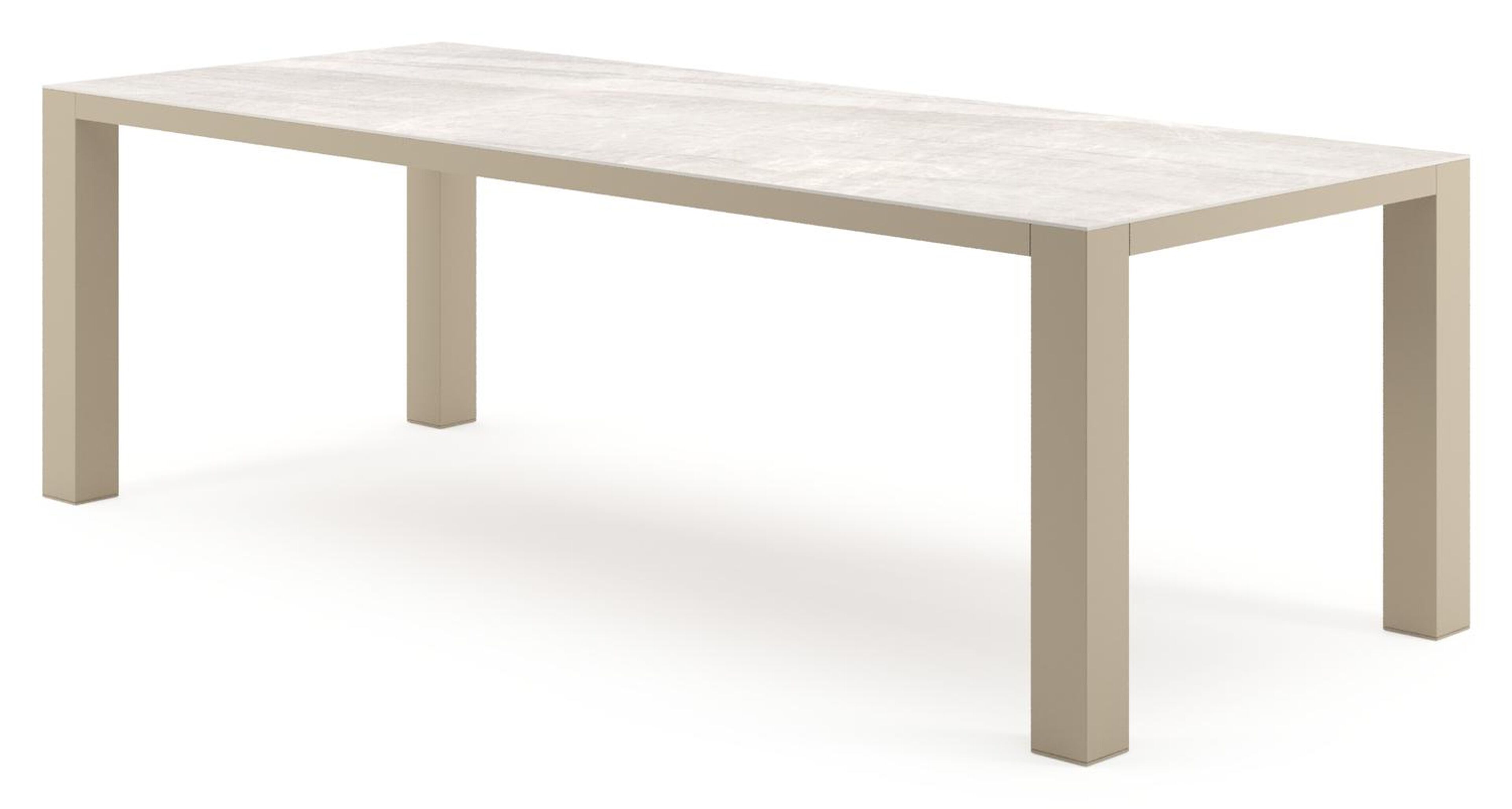 Nano tuintafel rechthoekig in beige aluminium en volkeramiek Taj Mahal - L 240 x B 100 x H 75 cm
