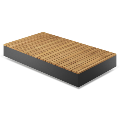 Como loungetafel in zwart aluminium en naturel teak - L 140 x B 80 x H 20 cm