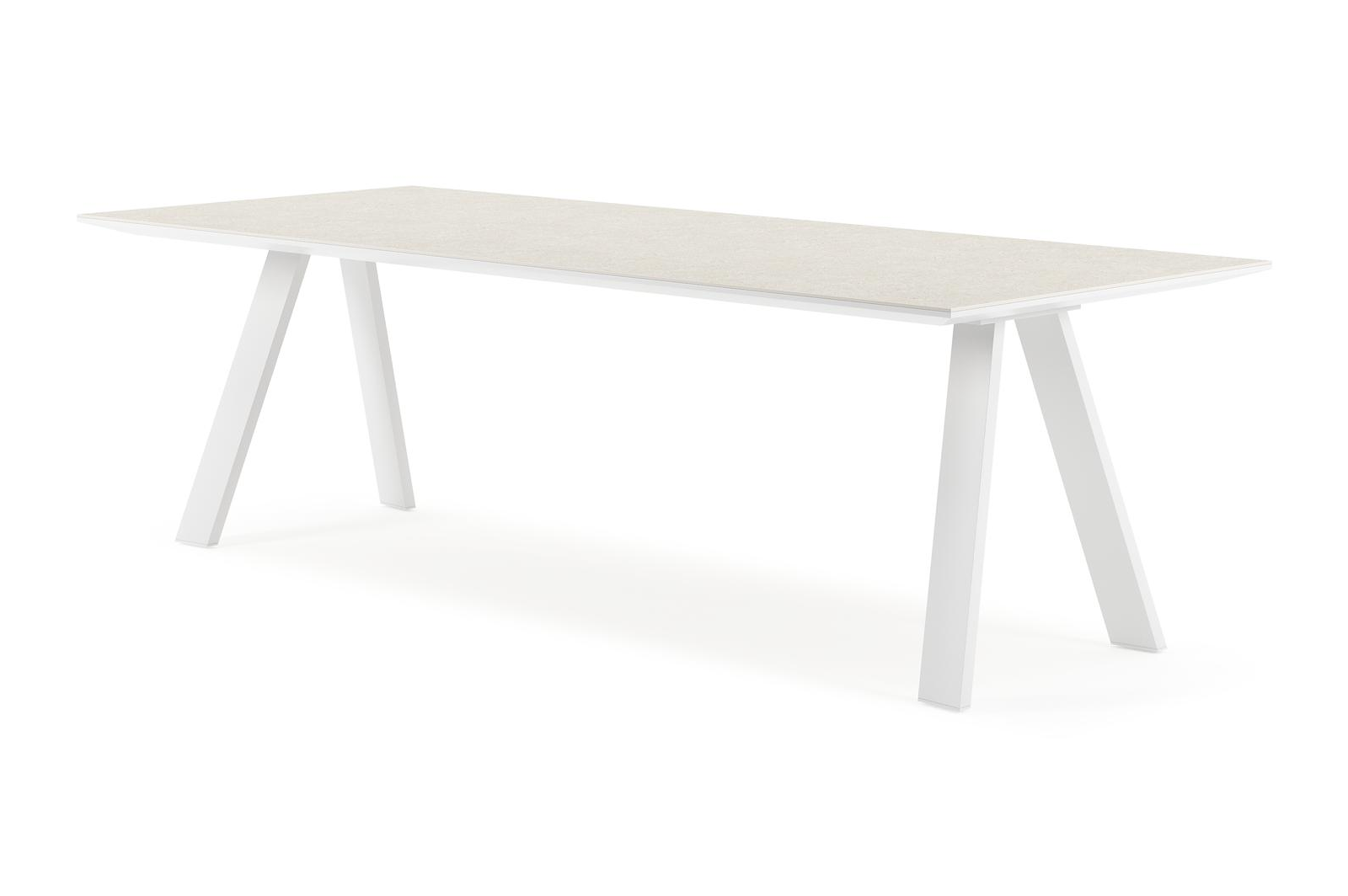 Cesano tuintafel in wit aluminium en volkeramiek shilin - L 240 x B 100 x H 75 cm