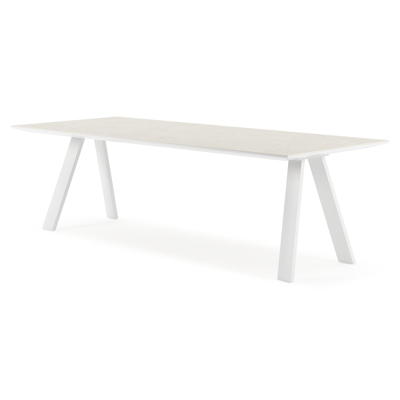 Cesano tuintafel in wit aluminium en volkeramiek shilin - L 240 x B 100 x H 75 cm
