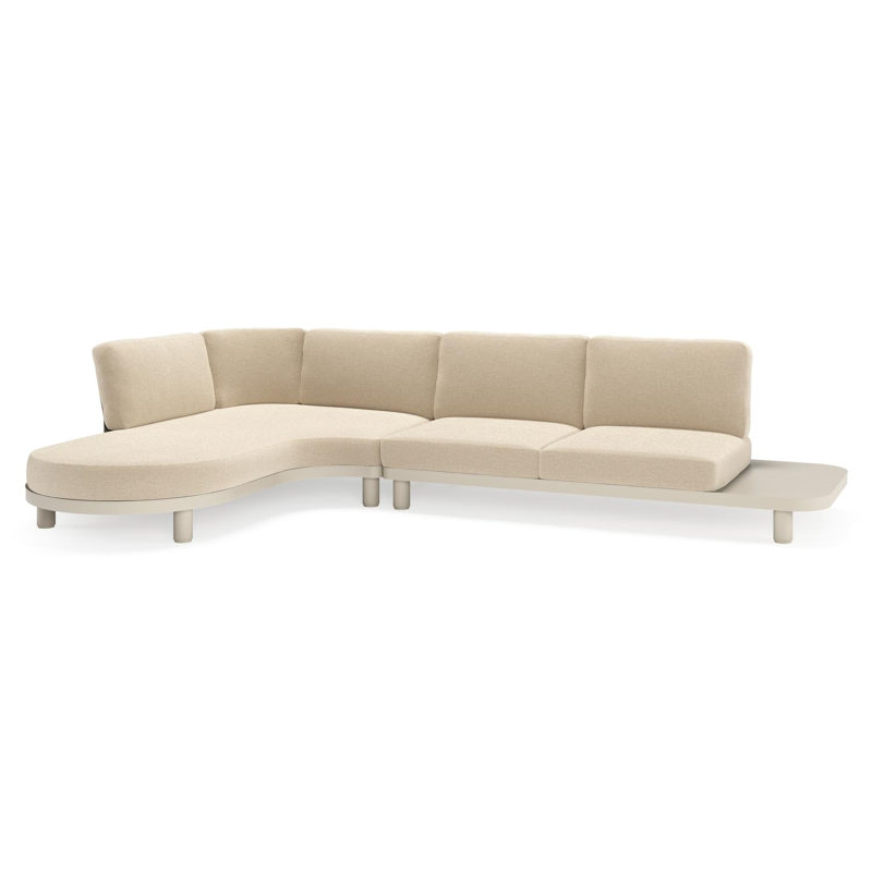 Donato loungehoek in beige aluminium met althea chalk all weather cosytica kussen