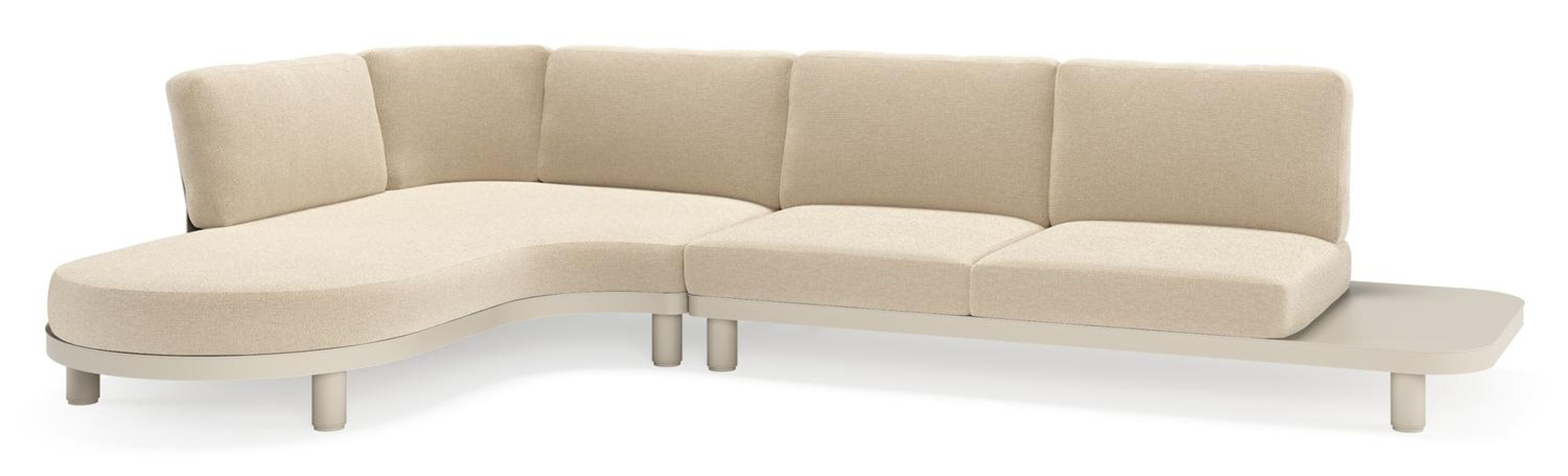 Donato loungehoek in beige aluminium met althea chalk all weather cosytica kussen