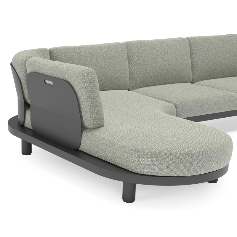 Donato loungehoek in zwart aluminium met all weather sunbrella® luxe Savane Leaf kussen