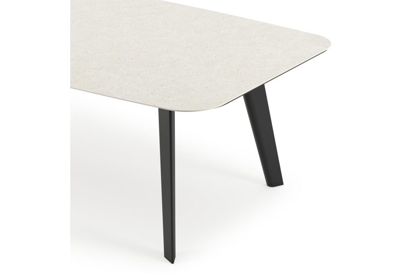 Table de jardin Lacrima en aluminium noir et céramique pleine shilin - Lg 255 x Larg. 115 x H 74 cm